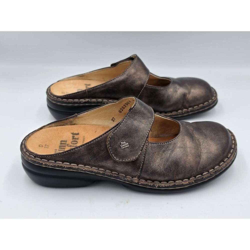 Finn Comfort Stanford Metallic Bronze Mules Mary Jane Clogs Germany Size 37 6.5